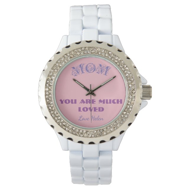 Geschenk für Mama Einfach Elegantes Script Chic Sp Armbanduhr (Vorderseite)
