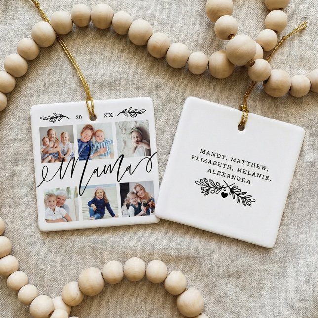 Geschenk für Mama | Entenkinder - FotoCollage Keramikornament (Gift for Mama Personalized Grandchildren Photos Ceramic Ornament)