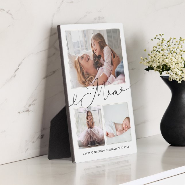 Geschenk für Mama | Erinnerungen 3 FotoCollage Fotoplatte (Gift for Mom | Family Memories 3 Photo Collage Plaque)