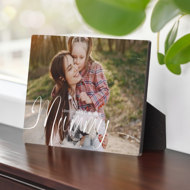 Geschenk für Mama Mother's Day Volles Foto Mum Scr Fotoplatte (Gift for Mummy Mother's Day Full Photo Mum Script Plaque)