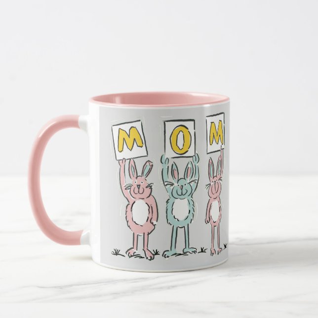 Geschenk für Mama Spaß Kaninchen Design Tasse (Links)