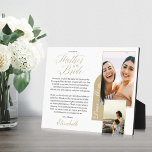 Geschenk für Mutter der Braut | Foto und Meldung Fotoplatte<br><div class="desc">Eine ganz besondere und unvergessliche Mutter der Brautgeschenke aus Foto und der weißen Tafel. Geben Sie Ihrer Mutter an Ihrem Hochzeitstag ein wunderschönes personalisiertes Geschenk, das sie für immer schätzen wird. Dieses wunderschöne personalisierte Hochzeitsgeschenk bietet ein 2-Foto-Layout, mit dem Sie zwei Ihrer eigenen Erinnerungen für Mutter und Tochter Foto präsentieren...</div>