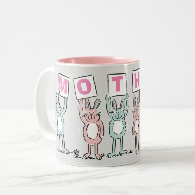 Geschenk für Mutter mit lustigen Niedlichen Kaninc Zweifarbige Tasse (Vorderseite Links)