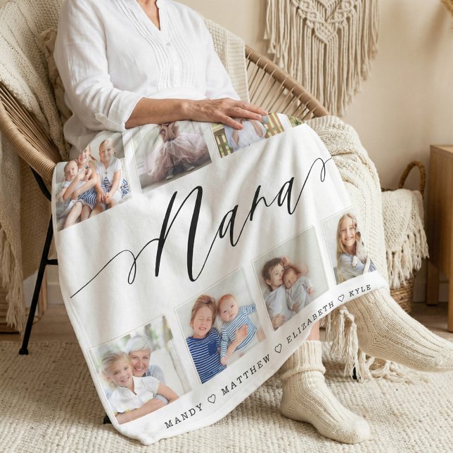 Geschenk für Nana | Entenkinder - FotoCollage Fleecedecke (Gift for Nana Personalized Grandkids Photo Collage Fleece Blanket)