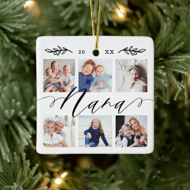 Geschenk für Nana | Entenkinder - FotoCollage Keramikornament (Baum)