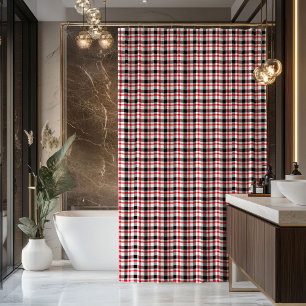 Geschenk für neues Zuhause Rot-schwarzer karierter Duschvorhang