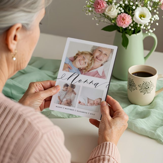 Geschenk für Nonna | Enkelkinder 3 FotoCollage Fotoplatte (Gift for Nonna | Grandchildren 3 Photo Collage Plaque)