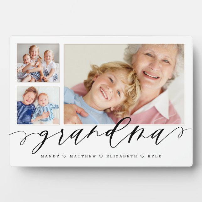 Geschenk für Oma | Enkelkinder 3 FotoCollage Fotoplatte (Vorderseite)