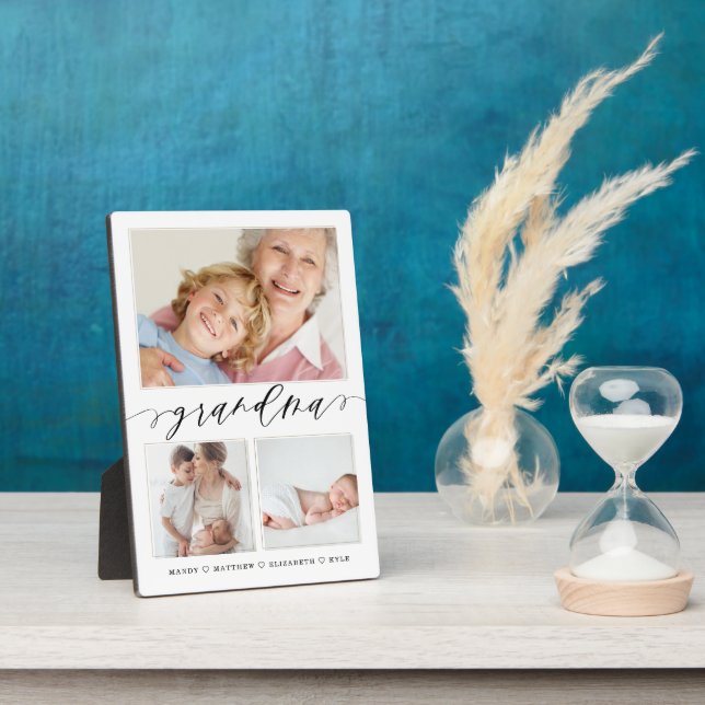 Geschenk für Oma | Enkelkinder 3 FotoCollage Fotoplatte (Seite)