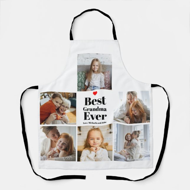 Geschenk für Oma Herz 6 FotoCollage Schürze (Vorderseite)
