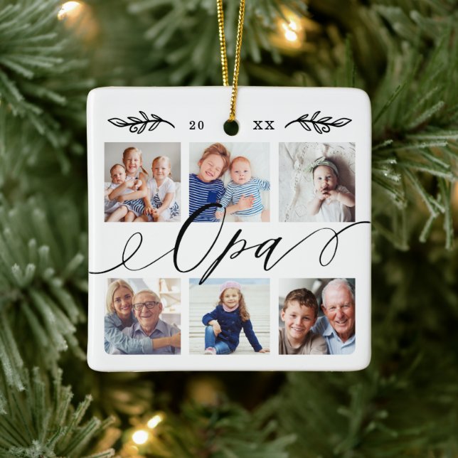 Geschenk für Opa | Entenkinder - FotoCollage Keramikornament (Baum)