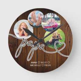 Geschenk für Papa Grandchildren FotoCollage Opa Runde Wanduhr