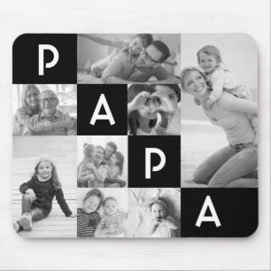 Geschenk für Papa Schwarzes PAPA-Foto-Raster Mousepad