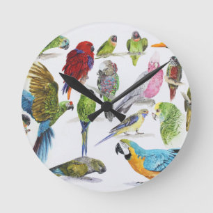 Geschenk für Papageienliebhaber überall Runde Wanduhr