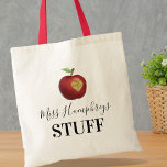 Geschenk für personalisierte Lehrer Tragetasche<br><div class="desc">Einzigartige Geschenktasche mit dem Namen Ihrer Lehrer,  ein Apfel mit einem ausgeschnittenen Herz und die Worte "Danke".</div>