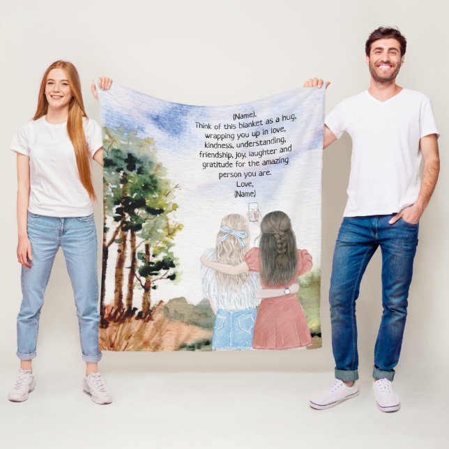 Geschenk für Schwester oder Freunde Wasserfarbenwe Fleecedecke (Beispiel)