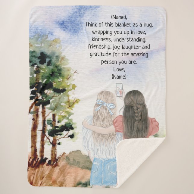Geschenk für Schwester oder Freunde Wasserfarbenwe Sherpadecke (Vorderseite)