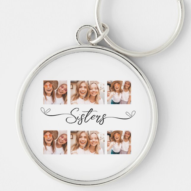 Geschenk für Schwestern FotoCollage Schlüsselanhänger (Vorne)