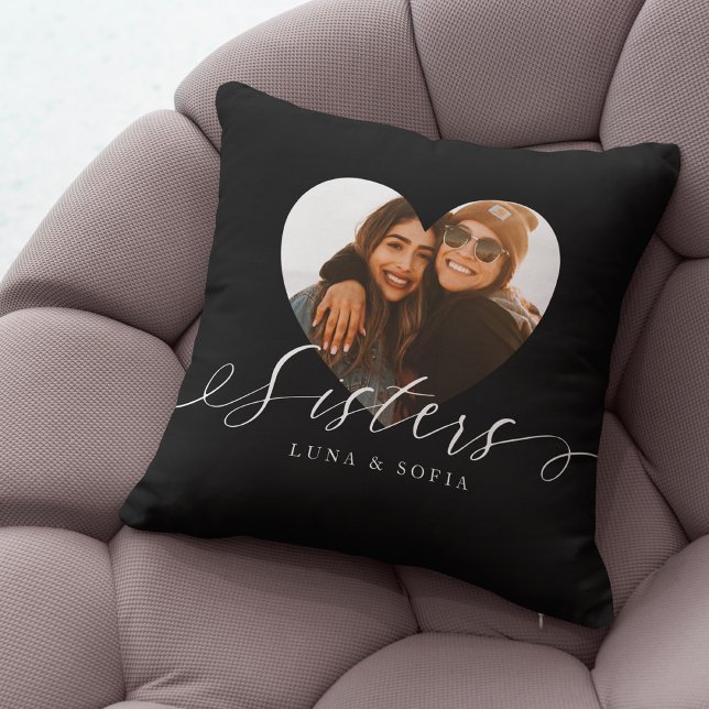 Geschenk für Schwestern | Heart Foto Sisters Scrip Kissen (Von Creator hochgeladen)