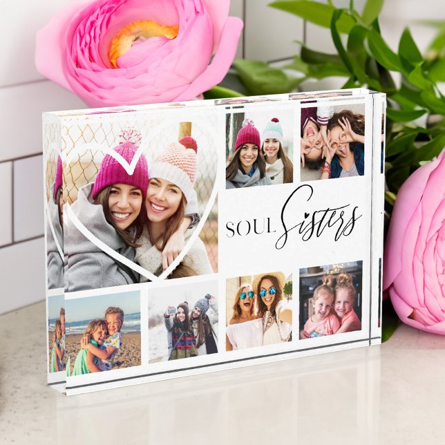 Geschenk für Soul-Schwestern 7 Foto Collage Heart  (Gift For Soul Sisters 7 Photo Collage Heart BFFs)