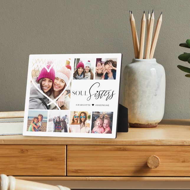 Geschenk für Soul-Schwestern 7 Foto Collage Heart  Fotoplatte (Von Creator hochgeladen)