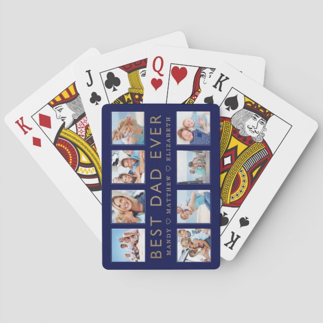 Geschenk für Vater | Beste Vater-FotoCollage für j Spielkarten (Rückseite)