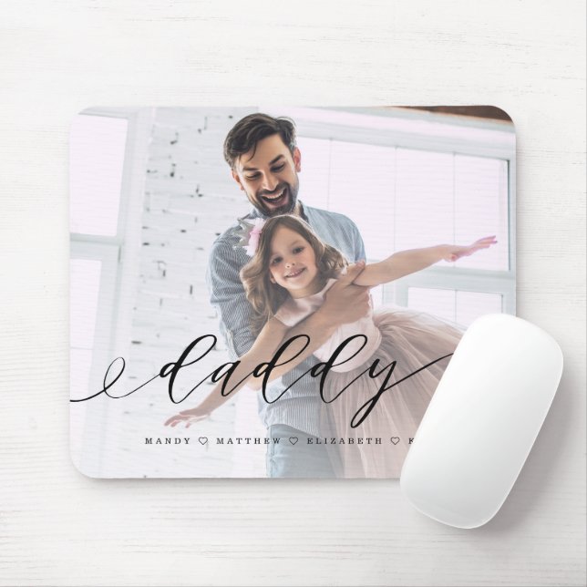 Geschenk für Vater| Daddy Black Script Overlay Fot Mousepad (Mit Mouse)