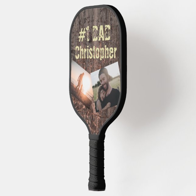 Geschenk für Vater-Holzeffekt #1 Vater Pickleball Schläger (Links)