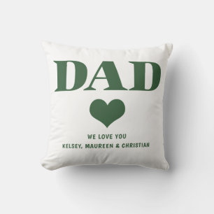 Geschenk für Vater mit Kindernamen grün Kissen