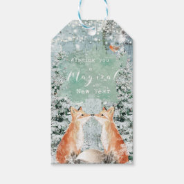 Geschenk für Winterblumenfüchse im neuen Jahr Geschenkanhänger