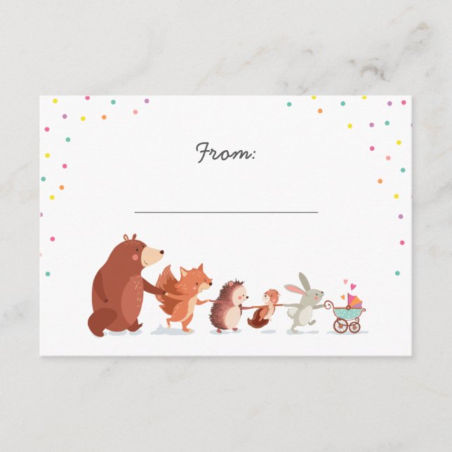 Geschenk Gedicht Kinderdusche Einhängekarte Woodla Begleitkarte (Vorderseite)