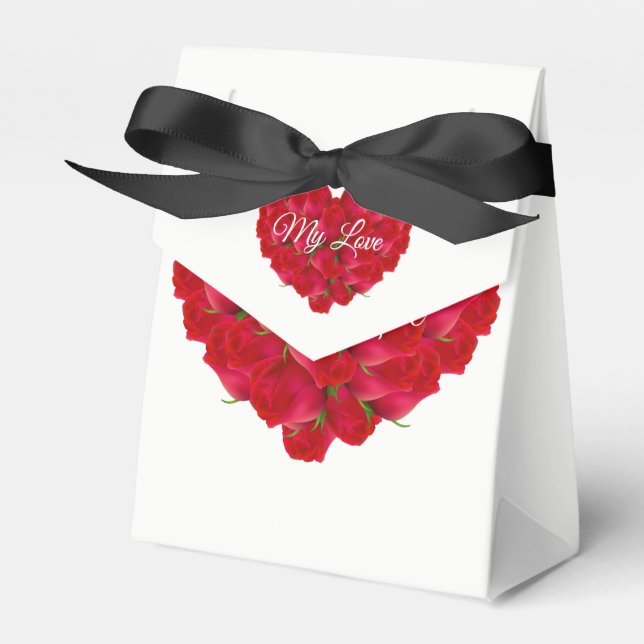 Geschenk/Gefallen Box-Rote Rosen Herz Geschenkschachtel (Vorderseite)