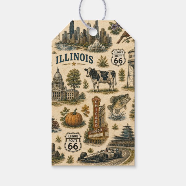 Geschenk Illinois Route 66 Skyline   Geschenkanhänger (Vorderseite)