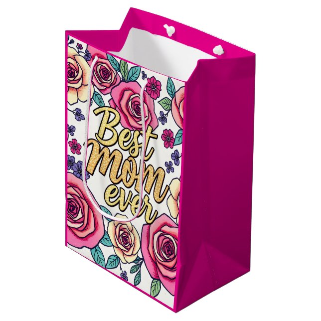 Geschenk Luxus Floral Modern Collection Mittlere Geschenktüte (Vorderseite Schrägansicht)