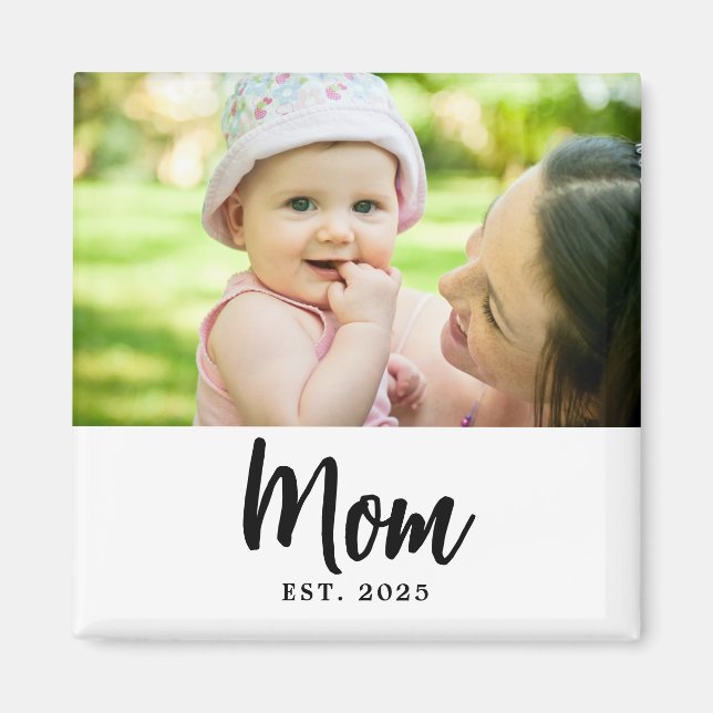 Geschenk mit Foto und Gründungsdatum der Mutter Magnet (Vorne)