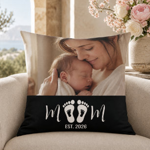 Geschenk mit Fußabdrücken des Babys und Gründungsd Kissen