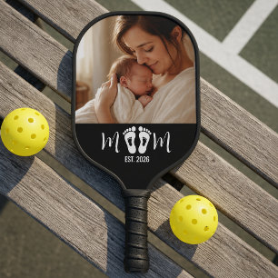 Geschenk mit Fußabdrücken des Babys und Gründungsd Pickleball Schläger