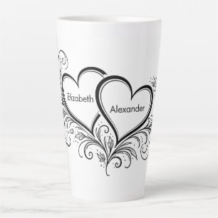 Geschenk mit Namen von Paaren in Schwarz und Weiß Milchtasse