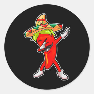 Geschenk Niedlichen Chili Dabbing Pfeffer Mexican  Runder Aufkleber