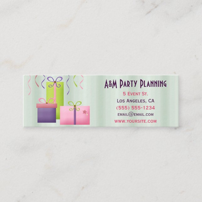 Geschenk-Party-Planer Mini Visitenkarte (Vorderseite)