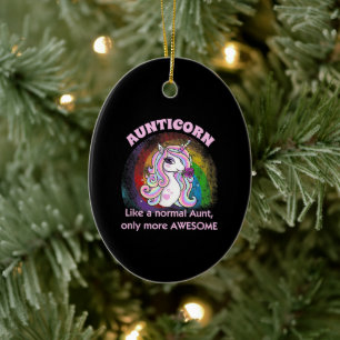 Geschenk phantastische Tante Unicorn Familie Keramik Ornament
