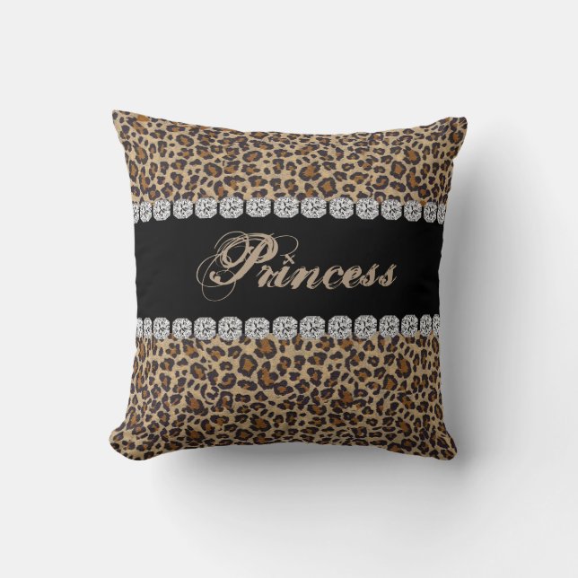 Geschenk Prinzessin-Cheetah Bling Look Pillow Kissen (Vorderseite)