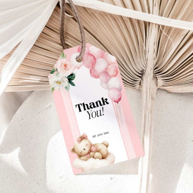 Geschenk Tag Baby Dusche Rosa Bären Balloons Geschenkanhänger (Von Creator hochgeladen)