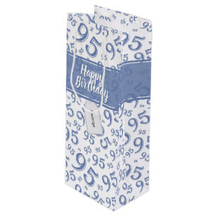 Geschenk Tag Geburtstag 95 Zufallszahl Muster Blau Geschenktüte Für Weinflaschen