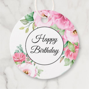 Geschenk Tag Pink Blumengeburt Geschenkanhänger