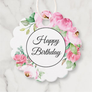 Geschenk Tag Pink Blumengeburt Geschenkanhänger