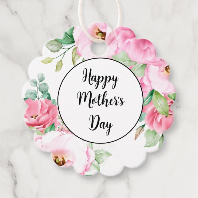 Geschenk Tag Pink Blumenmutter Tag Geschenkanhänger (Vorderseite)
