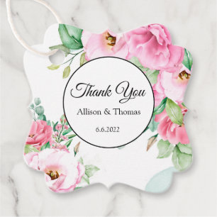 Geschenk Tag Pink Floral Vielen Dank Geschenkanhänger