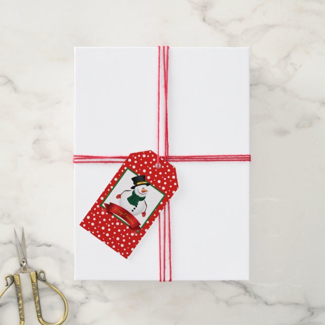 Geschenk Tag Weihnachten Schneemann Geschenkanhänger (Mit Garn)