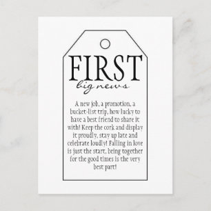 Geschenk-Tag Weinflasche - Erste große Neuigkeiten Postkarte